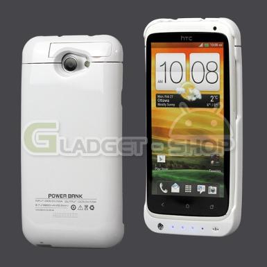 เคสชาจร์แบต HTC One X (ความจุแบต 3200mAh) สีขาวมันวาว